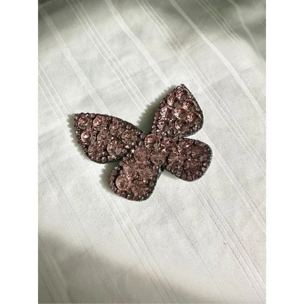 Rose gold super sparkly hair clip butterfly